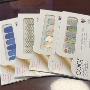 Color Street Nail Polish Strips - Blue, Silver, Multicolor